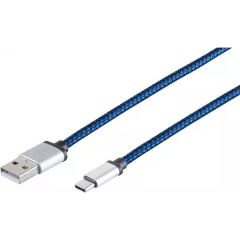 Kabel USB S/CONN 14-50021 USB 2.0 0,9 m USB A USB C Niebieski