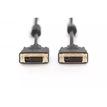 DIGITUS - Kabel DVI - Dual Link - DVI-D (M) - DVI-D (M) - 5,0m - Formowany, Śruby radełkowane - Czarny (AK-320101-050-S)