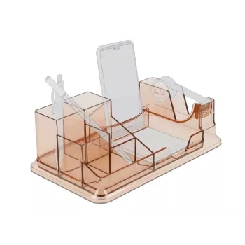 Organizer na biurko DeLOCK 18341 przezroczysty brązowy plastik 145x250x85mm