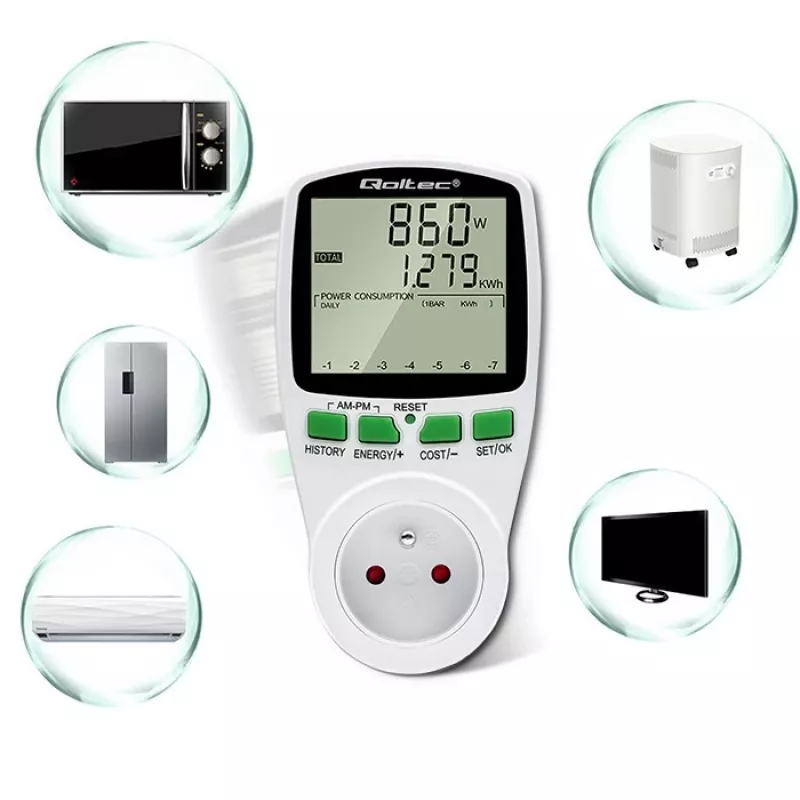 Miernik mocy QOLTEC PM0627 3680W z historią — QOLTEC PM0627 3680W