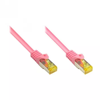 Kabel krosowy RJ45 z surowym kablem kat. 7 i ochroną zatrzasku (RNS®), S/FTP, PiMF, bezhalogenowy, 600 MHz, OFC, magenta, 2 m, Good Connections® (8070R-020M)