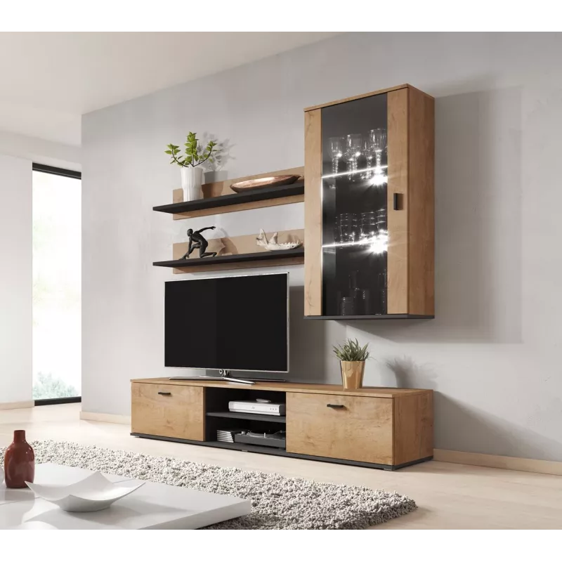 Cama set of two shelves 125cm SOHO lefkas oak/Czarny