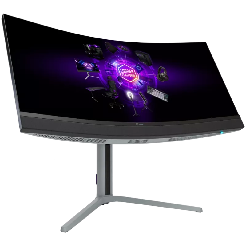 LORGAR 34MP1, UWQHD MiniLED Gaming Monitor Pro, 34'' (3440*1440) VA zakrzywiony monitor, czarny/mlecznoszary