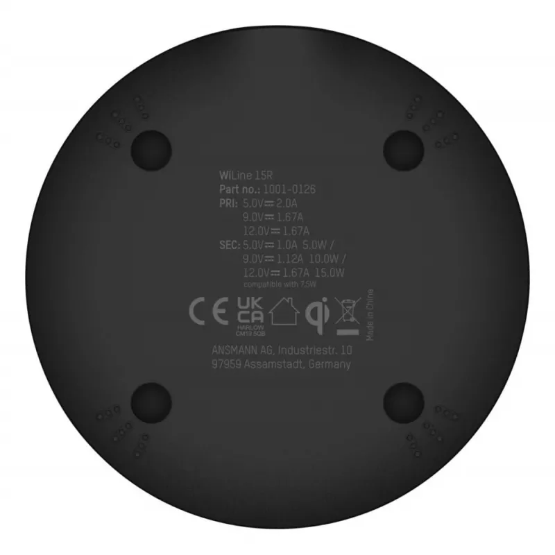 Ładowarka bezprzewodowa Ansmann WiLine 15R Smartphone Czarna USB Do użytku wewnętrznego 9V