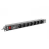 Lanberg | Listwa zasilająca PDU 19 cali 1U 10A 2M 7x gniazda Schuko | PDU-07F-0200-IEC-BK