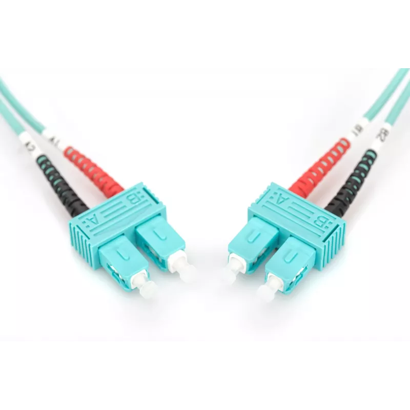 DIGITUS Professional - Kabel krosowy - SC multi-mode (M) do SC multi-mode (M) - 2 m - Światłowód - 50/125 mikrometr - OM3 - Bezhalogenowy - akwamaryna