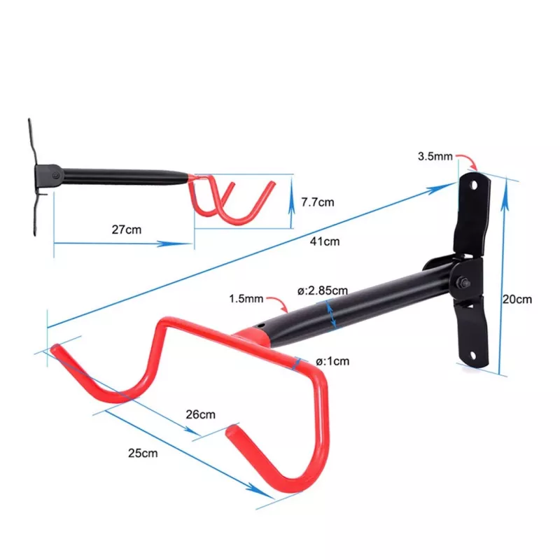 Wall-mounted bicycle rack MACLEAN MC-430, horizontal mount, holds up to 30 kg, Czarny