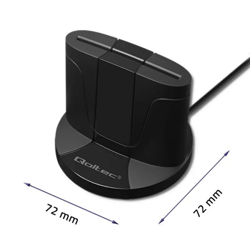 Czytnik kart inteligentnych Qoltec 50632 USB 2.0 Czarny Kabel 1m