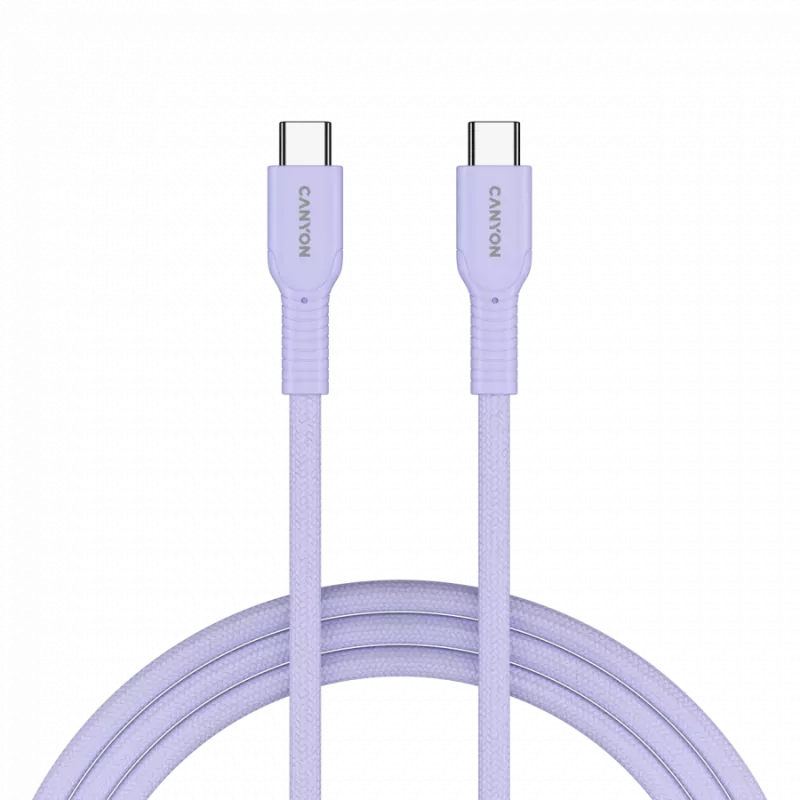 Kabel CANYON OnWire 60CL C-C 60W COLOR Pleciony 1m Fioletowy