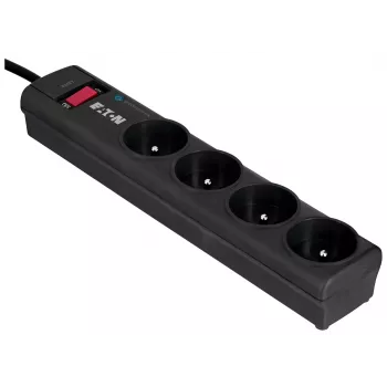 Listwa przeciwprzepięciowa EATON Power Strip 4 FR — 4 gniazda typu E, kabel 1 m, 10 A, 2500 W, wskaźniki LED