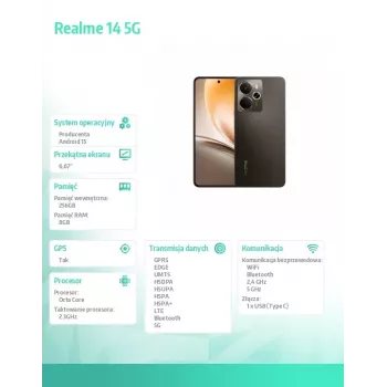 Smartphone realme 14 5G 6,67 cala 8 GB 256 GB Tytanowy
