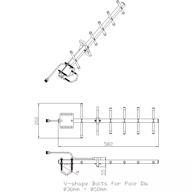 Kierunkowa antena Yagi ALLNET ANT-868-10dbi-Yagi 868 MHz, 10 dBi, N-żeński