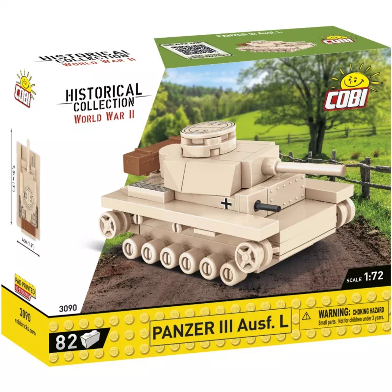 Zestaw klocków Cobi Panzer III Ausf.L — 103 elementy, zalecany wiek 6+, beżowy