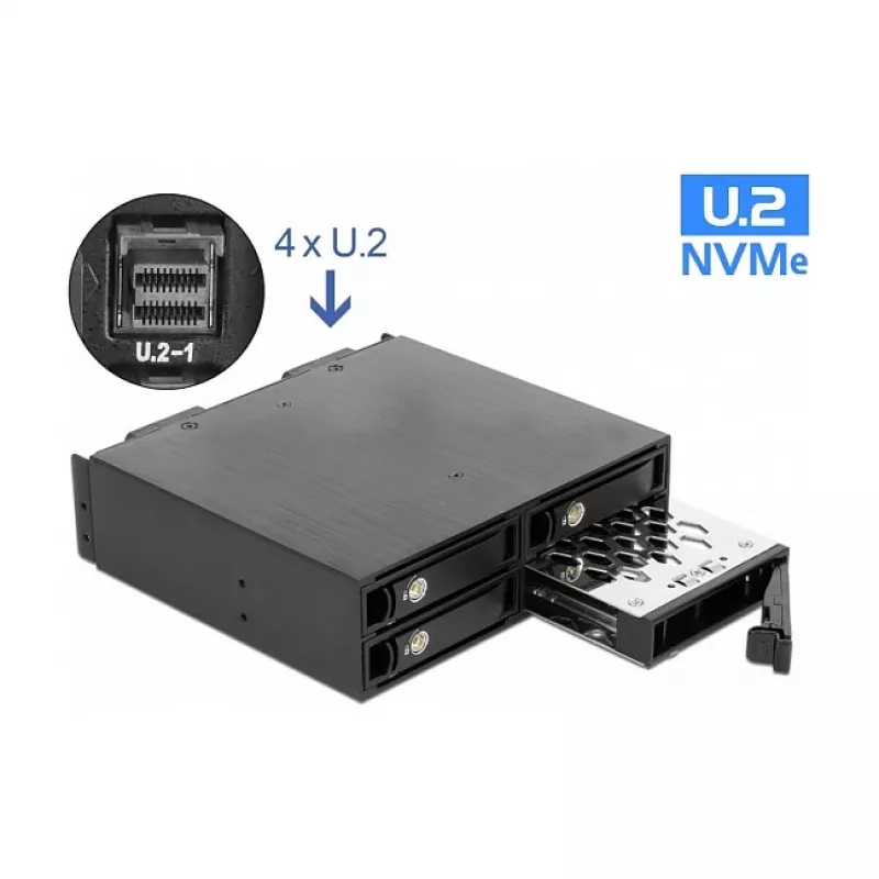 5.25? Wechselrahmen für 4 x 2.5? U.2 NVMe SSD mit abschließbaren Trays