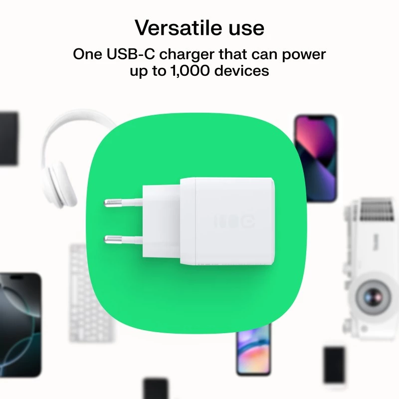 Zasilacz sieciowy zielony Cell PowerSource Solo30 30W Biały — ładowarka USB-C, moc 30 W
