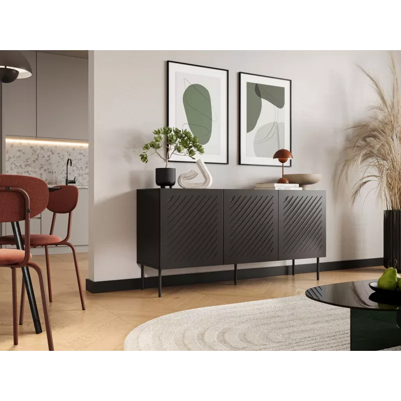SIENA komoda 150.5x40x75 matowy czarny