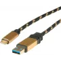 Roline Gold - Kabel USB - USB Typ A (M) do USB-C (M) - USB 3.1 - 5 V - 900 mA - 1 m - Czarny/Złoty