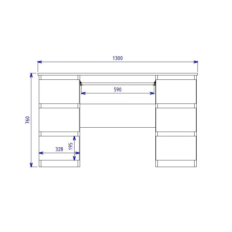 Komputerowe biurko top e shop KUBA BIEL MAT, proste, prostokątny blat z płyty wiórowej, 1300×510×760 mm