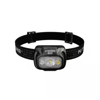 Latarka czołowa Nitecore NU33, czarna, 3 diody LED, 700 lm, aluminium, ładowanie przez USB, IP66