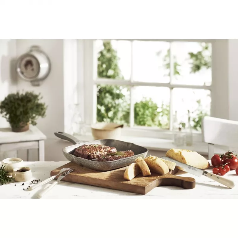 Patelnia grillowa BALLARINI 75002-941-0 kwadratowa szara 28 cm