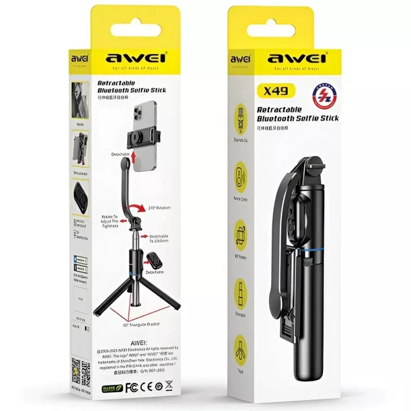 Awei Selfie Stick X49 Czarny/Czarny
