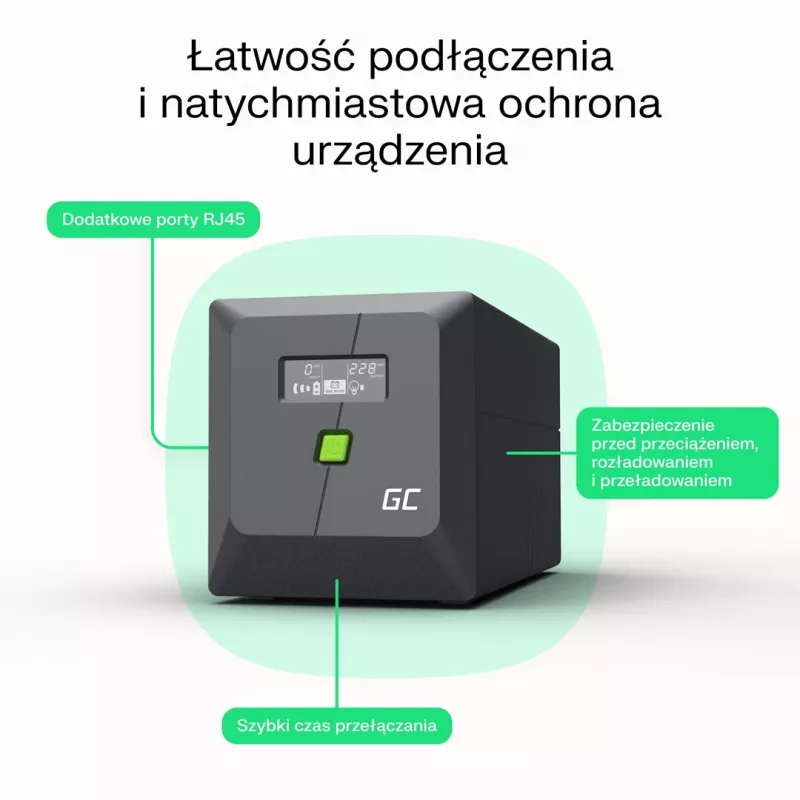 Zasilacz awaryjny (UPS) Green Cell Line-Interactive 1 kVA 600 W 4 gniazda AC