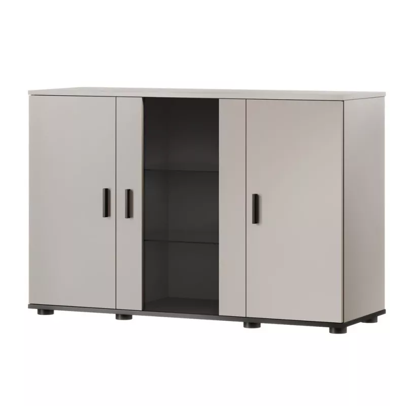 Komoda Cama Meble SOHO 120×41×80 cm — fronty cashmere, czarny korpus