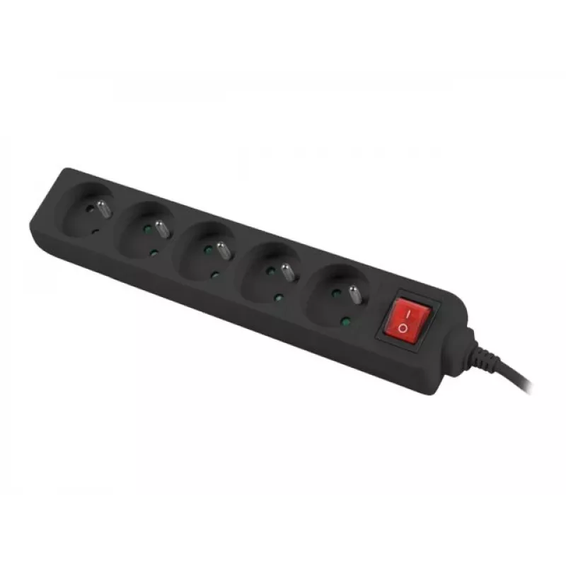 Lanberg Cable Power Strip, 5X French Outlets with Switch, Quality-Grade Copper, 1.5 m | PS1-05E-0150-BK