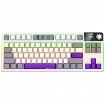 LORGAR KBP70TKLW, Bezprzewodowa mechaniczna klawiatura gamingowa TKL Pro, Beżowa, układ EN