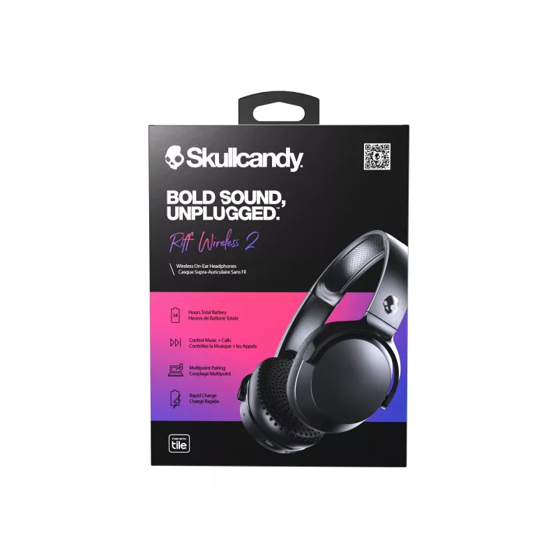 Słuchawki Skullcandy Riff Wireless 2 nauszne z wbudowanym mikrofonem 3,5 mm, USB czarne bezprzewodowe