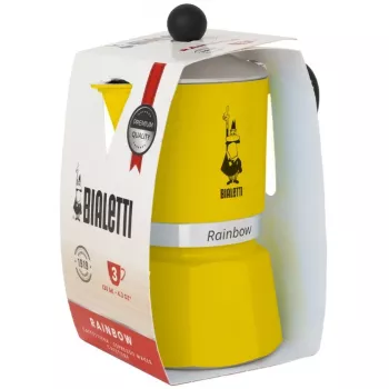 Moka pot Bialetti Rainbow Czarny/żółty — aluminiowy ekspres do kawy na kuchenkę, 1 szt.