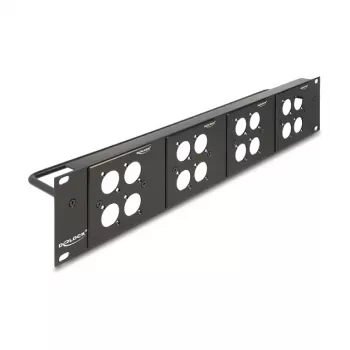 DeLOCK 88195 Panel krosowy 19-calowy typu D z 4 płytami, 16 portów, 2U, czarny