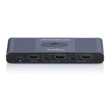 Przełącznik KVM DIGITUS USB-C 3.0 HDMI 2-portowy 4K60Hz, USB-C/USB-A, aluminium, 135×60×30 mm