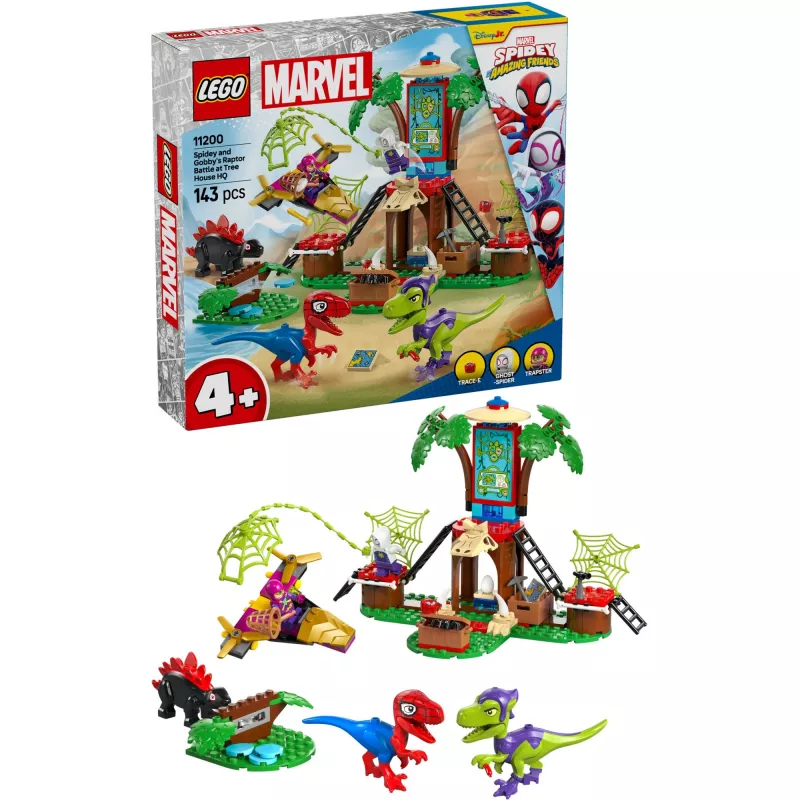 LEGO MARVEL 11200 Bitwa Spideya i Gobby'ego z Raptorami w Kwaterze Głównej Domku na Drzewie
