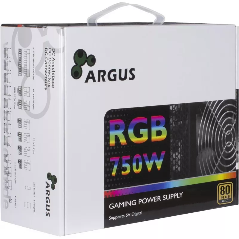 Zasilacz Inter-Tech Argus RGB-750W CM II 20+4 pin ATX ATX Czarny
