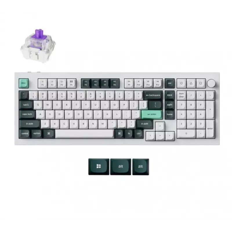 Mechaniczna bezprzewodowa klawiatura Keychron Q5 RGB biała obudowa, układ z możliwością wymiany przełączników na gorąco, kompaktowa forma 75%