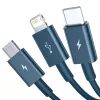 Kabel USB 3w1 Baseus Superior Series, USB na micro USB / USB-C / Lightning, 3,5 A, 1,5 m (niebieski)