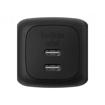 Szybka ładowarka sieciowa Belkin WCH019kqBK — 2× USB‑C, czarna, zabezpieczenia OVP/OC/OT/SC