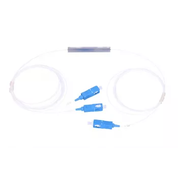 Rozgałęźnik kablowy Extralink Splitter 1:2 PLC SC/UPC 900µm z kablem 1,5 m (niebieski/biały, PVC)