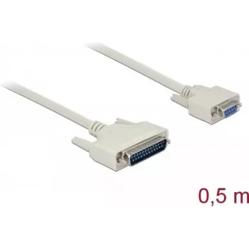 Kabel szeregowy DELOCK 86909, D-Sub 25 pin do D-Sub 9 pin, beżowy, 0,5 m
