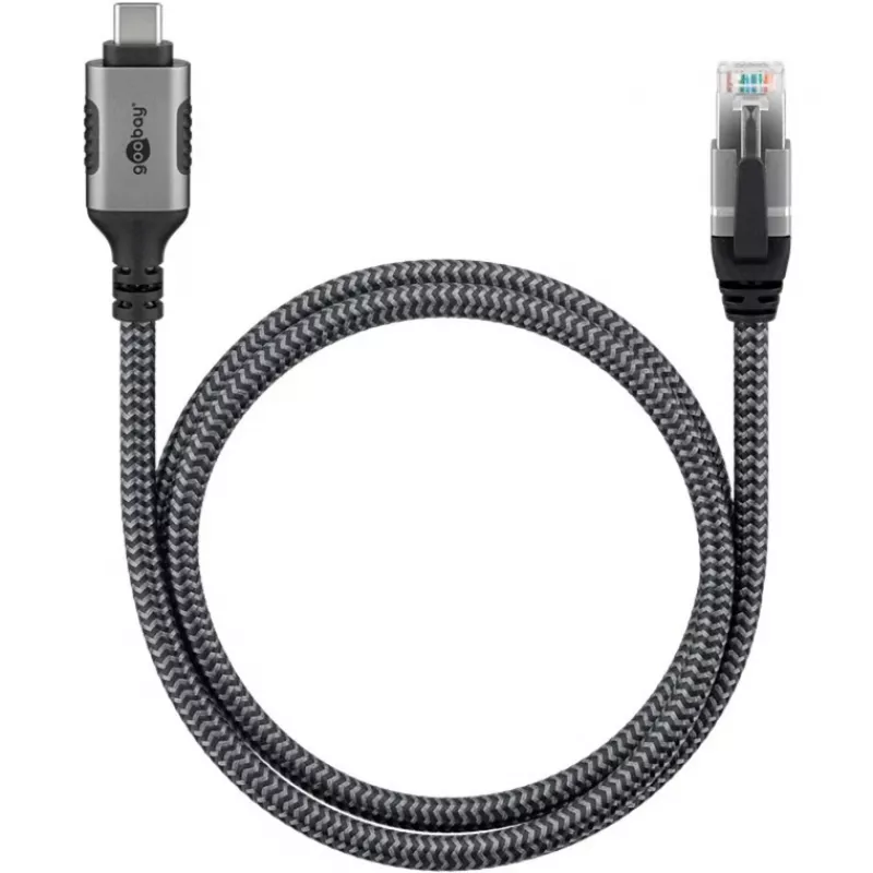 Kabel Goobay 70755 USB-C na RJ45 Ethernet CAT 6 dla stabilnego przewodowego połączenia internetowego z routerem/modemem/przełącznikiem sieciowym/Zastępuje adapter USB na RJ45 / 1