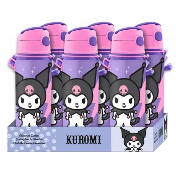 Kids Euroswan aluminiowa butelka z paskiem 600 ml Kuromi — izolowana butelka na napoje dla dzieci