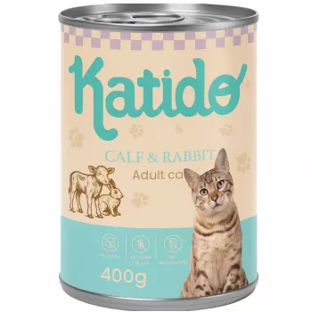 KATIDO Cielęcina z królikiem - mokra karma dla kota - 400g