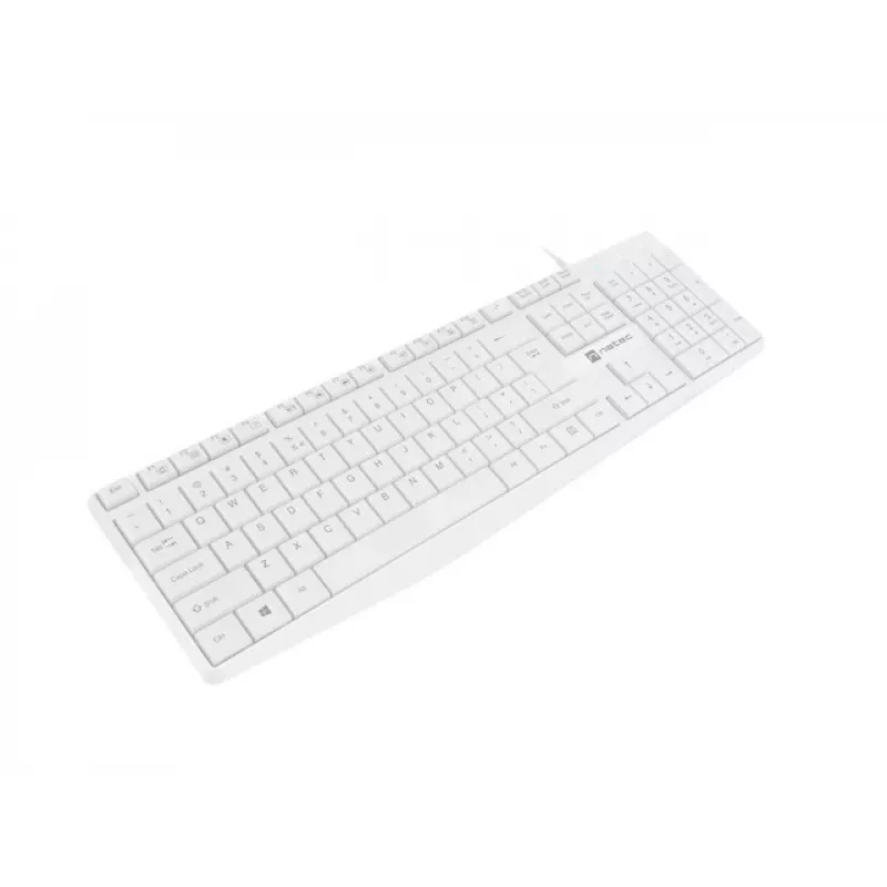 Przewodowa klawiatura pełnowymiarowa NATEC NAUTILUS NKL-1951, 105 klawiszy, US International QWERTY, biała, USB, 1.8 m