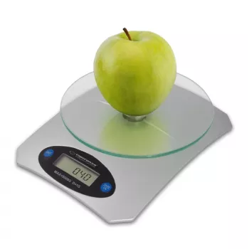 Elektroniczna waga kuchenna ESPERANZA Avocado Szara — pojemność 5 kg, platforma bambusowa, jednostki g/lb/oz