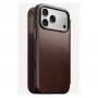 Nomad Modern Leather Folio etui na telefon komórkowy Pokrowiec dla iPhone 17 Pro Max — Brązowy, skóra, ekran 6,3 cala, 4 kieszenie na karty