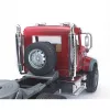 Toy low loader truck with JCB 4CX accessory, BRUDER, model BR-02813, ABS construction, multicolour
