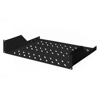 Digitus | Półka stała 2U do szaf rack | DN-19 TRAY-2-SW | Czarna | Idealna do przechowywania komponentów nieprzystosowanych do standardu 483 mm (19 inch). Smukła konstrukcja zajmująca miejsce 2 jednostek wysokości. Łatwy i szybki montaż oraz demontaż. Wymiary