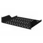 Digitus | Półka stała 2U do szaf rack | DN-19 TRAY-2-SW | Czarna | Idealna do przechowywania komponentów nieprzystosowanych do standardu 483 mm (19 inch). Smukła konstrukcja zajmująca miejsce 2 jednostek wysokości. Łatwy i szybki montaż oraz demontaż. Wymiary