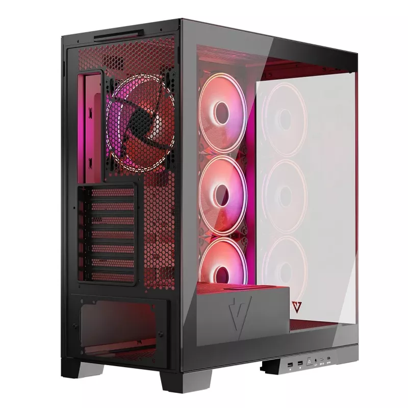 Obudowa PC MODECOM Volcano SPACE APEX ARGB Midi Tower, hartowane szkło, USB-C, obsługa ATX/microATX/Mini-ITX, GPU do 430 mm, chłodzenie CPU do 180 mm